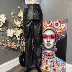 GAP '70s Flare High Rise Faux Leather Pants 24/00P Black Trouser Y2K Night Out